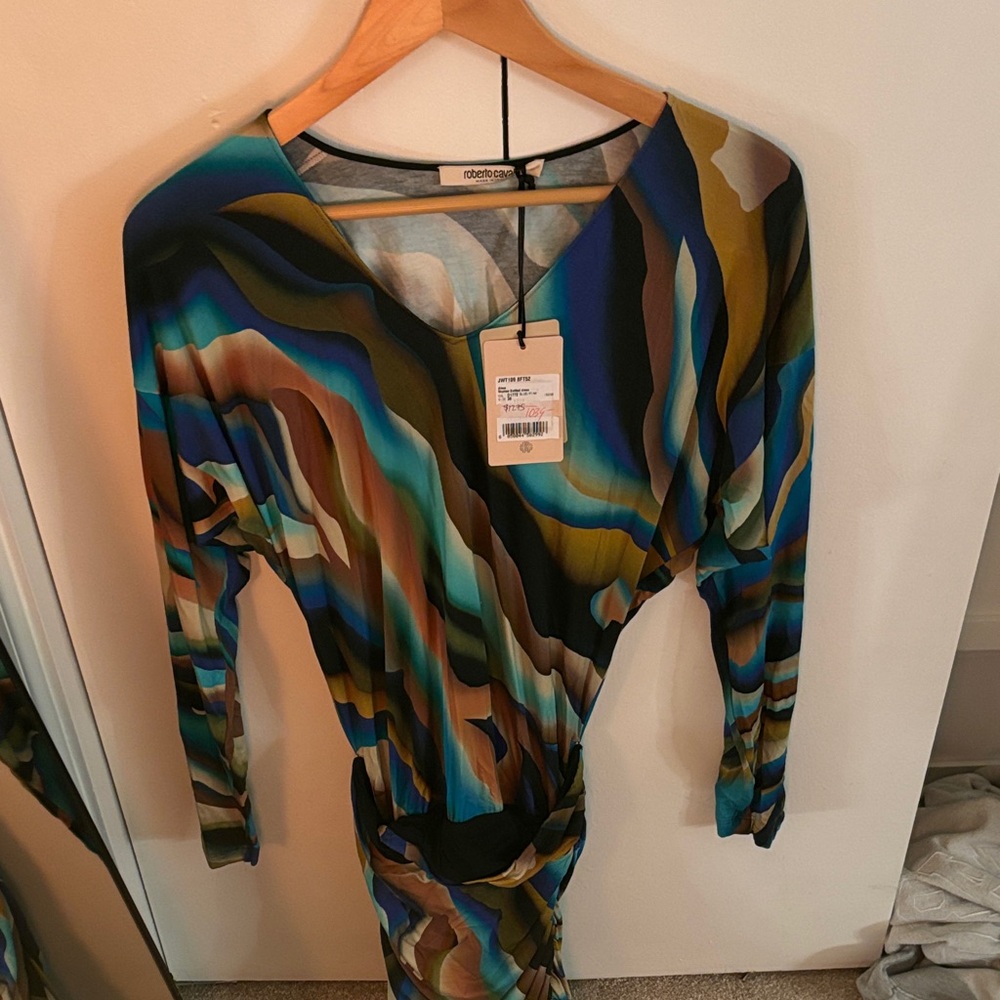 Roberto Cavalli Multicolor Long Sleeve Dress
